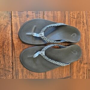 Olukai Women Size 9 Ho'opio Black Kapa Flip Flops Sandals Comfort Shoes